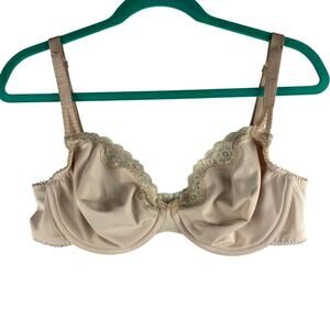 Lunaire Whimsy Smoothing T Shirt Bra 36D Nude Lace Bow Front Unpadded Wired READ